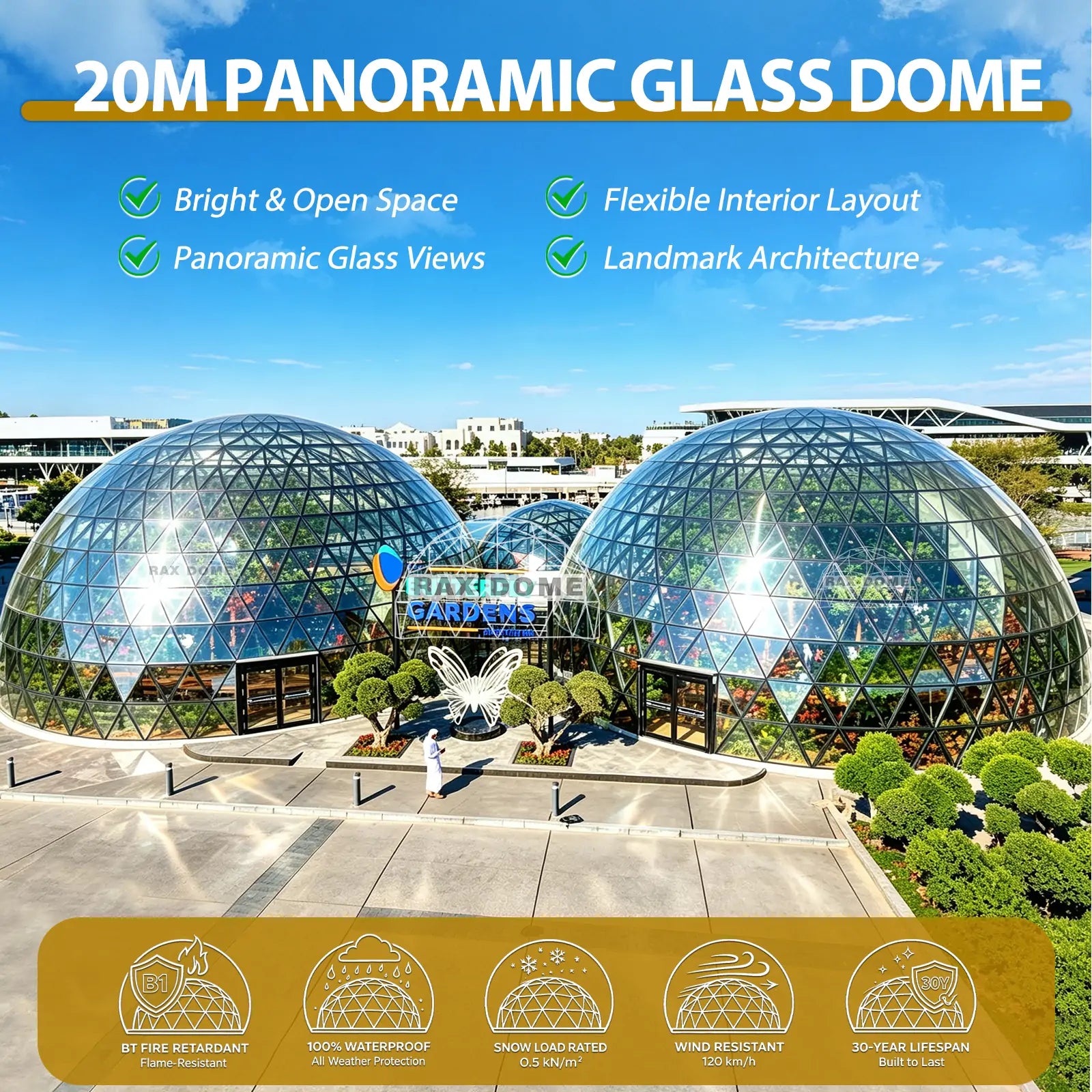 20m glass domes