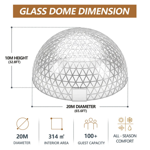 20m glass dome specification