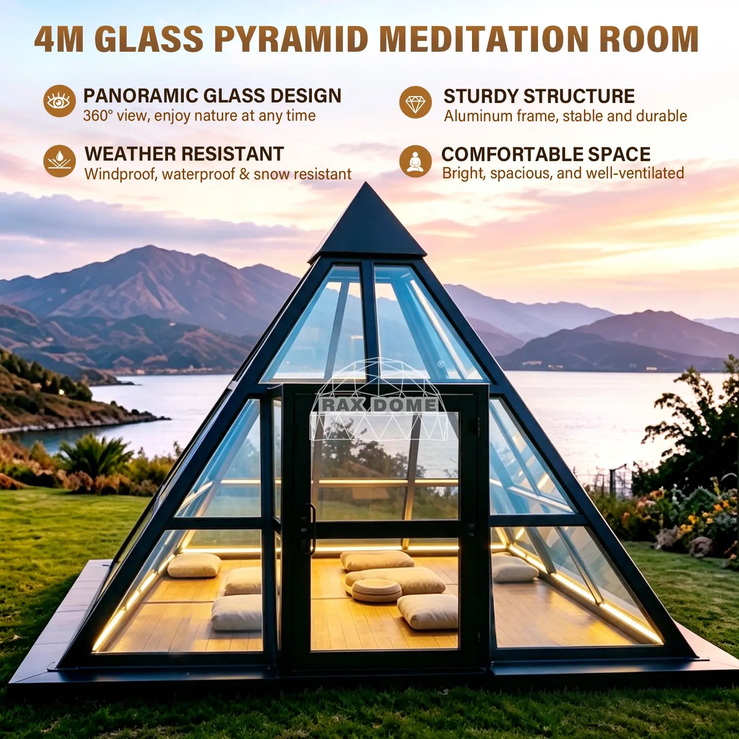 4m pyramid glass house