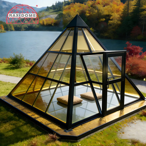 4m Pyramid Glass House for Meditation Room Luxury Glass Yoga House for Wellness Retreat & Garden Studio