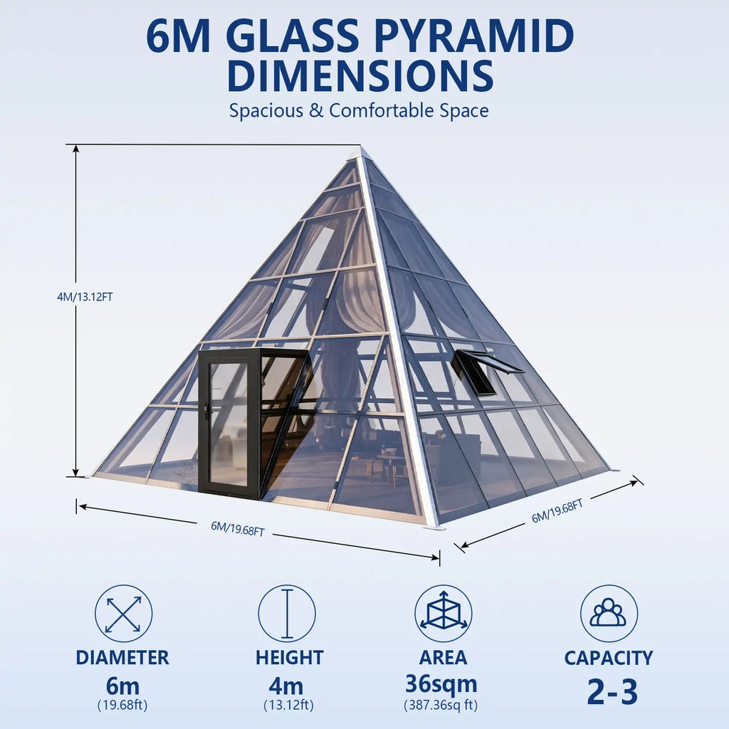 pyramid glass house 6m 