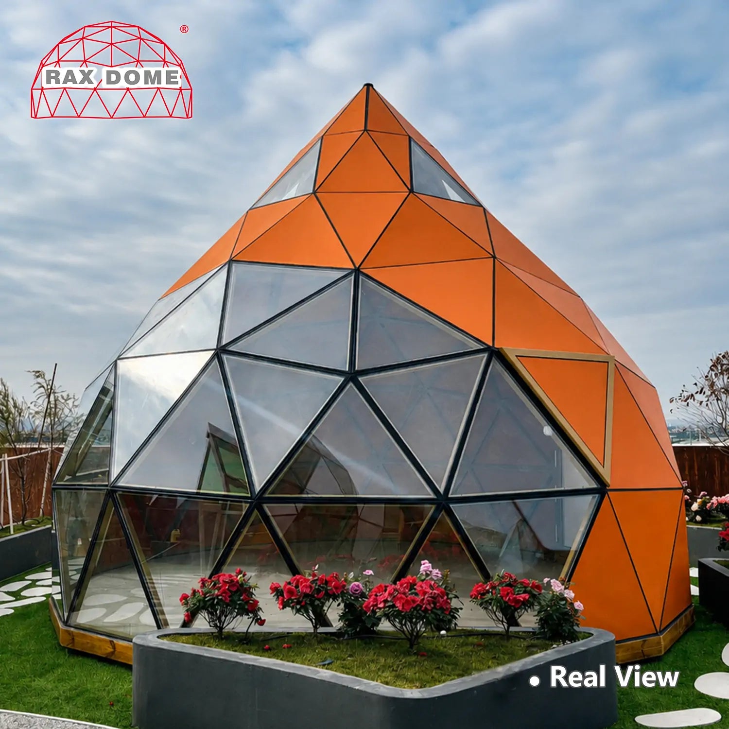 6M Peach-Shaped Glass Dome House for Luxury Glamping Resorts