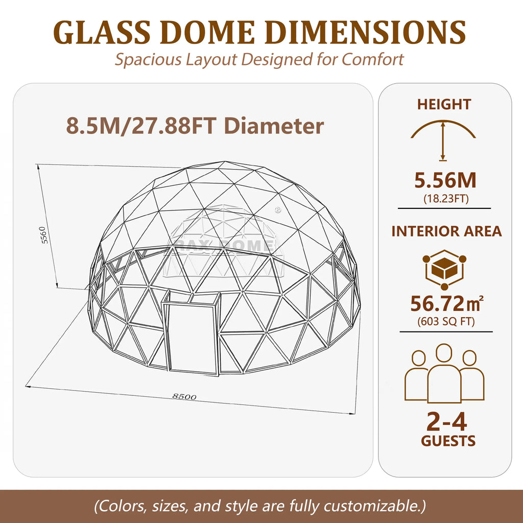 8.5m glass dome