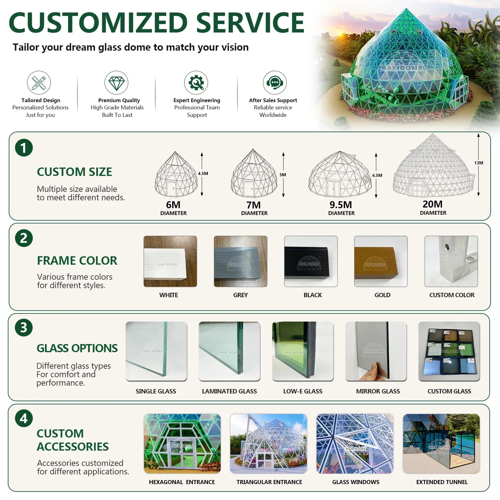 customized glass dome