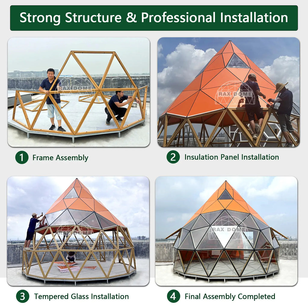 heart glass dome installation