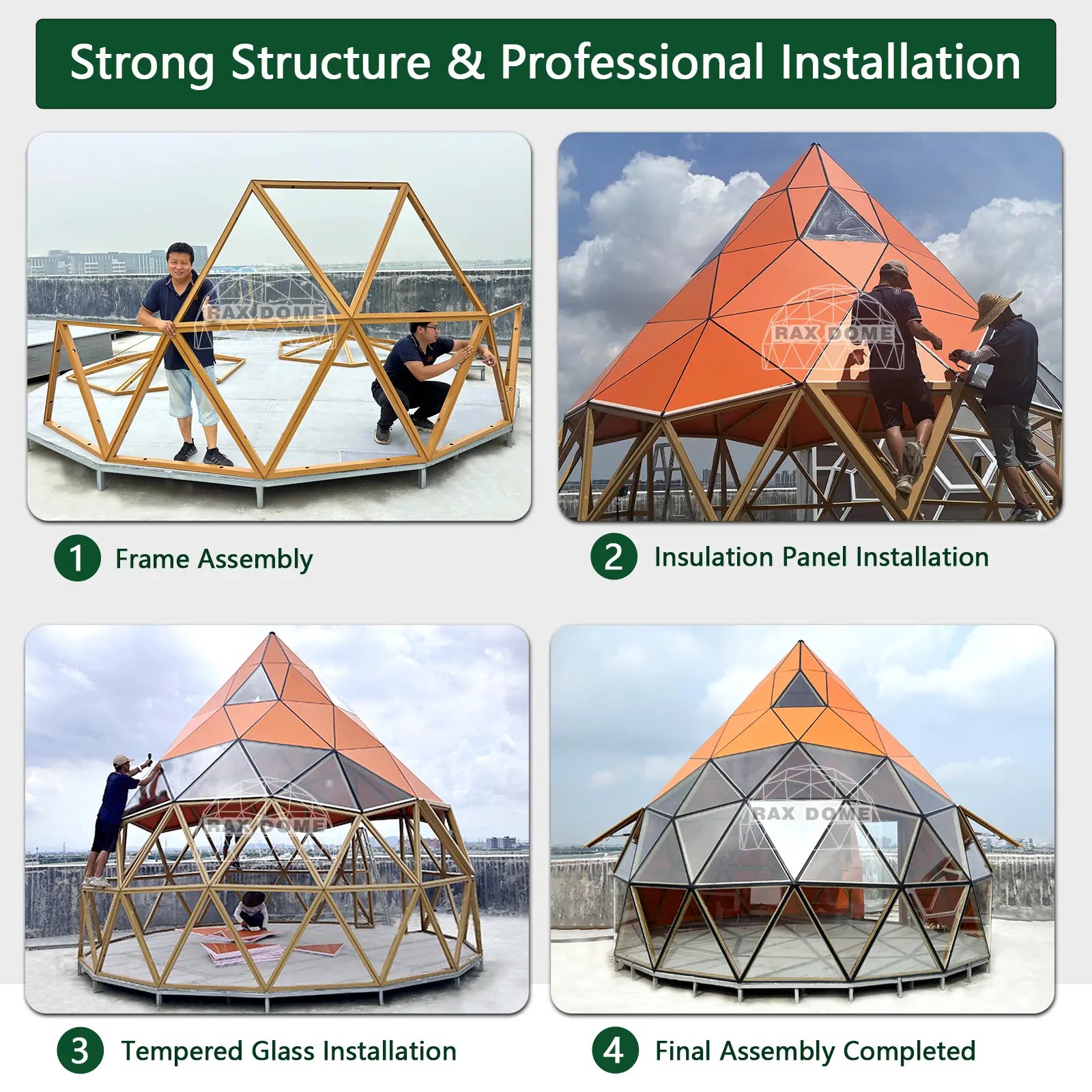 heart glass dome installation