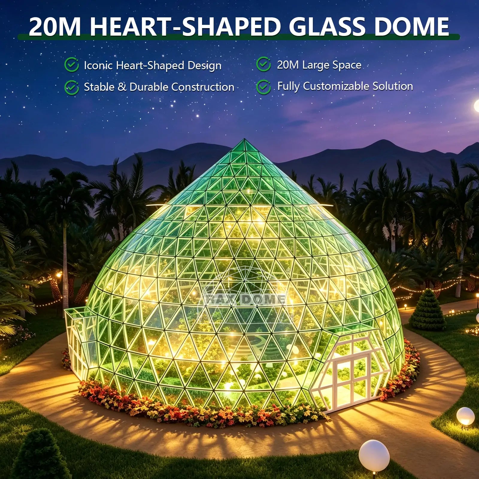 heart shape glass dome