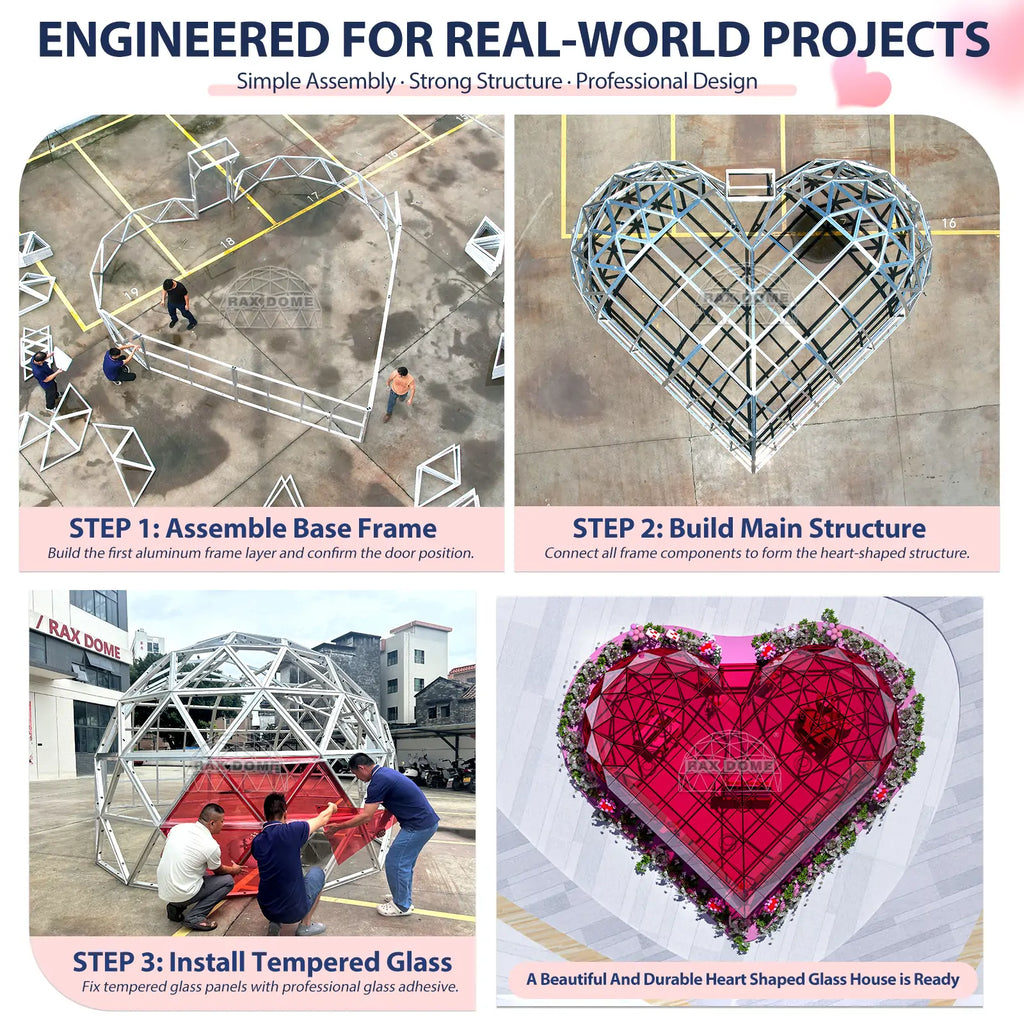 heart glass dome installation