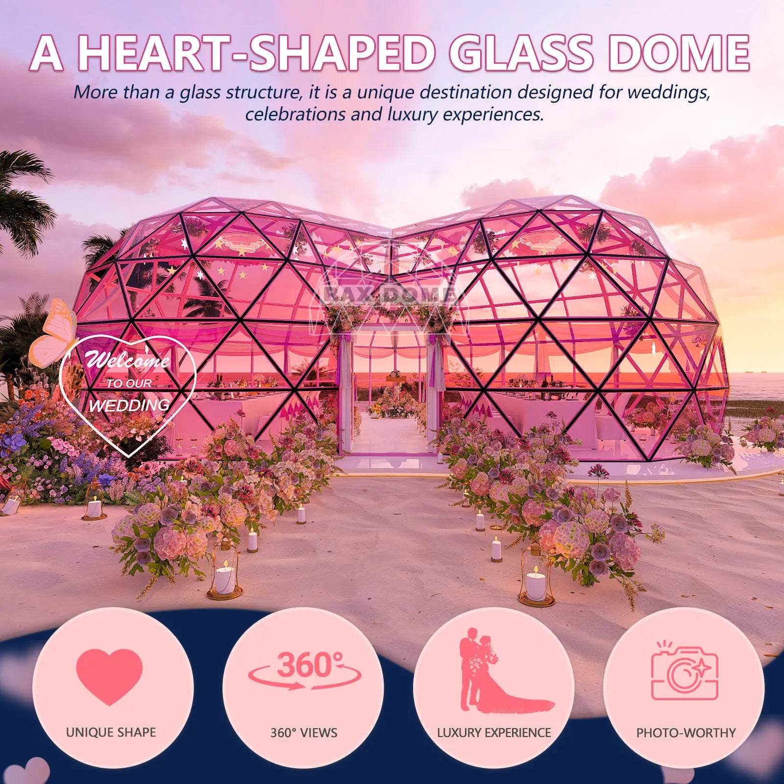heart glass dome house