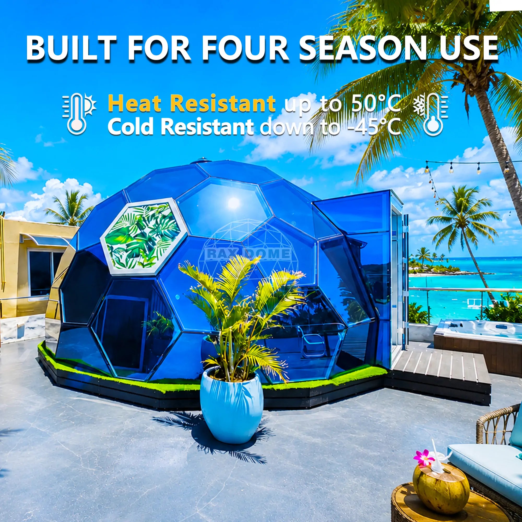 6m hexagonal glass dome
