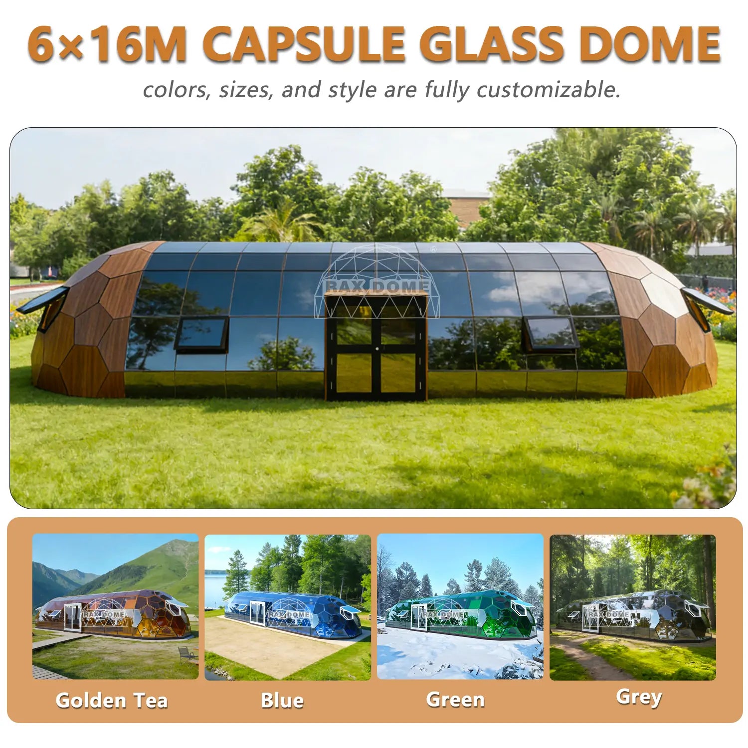 oval glass dome house