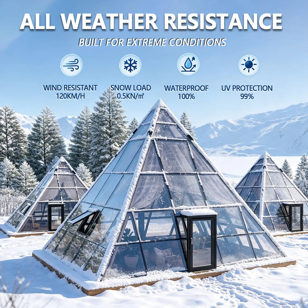 pyramid glass house for all weather
