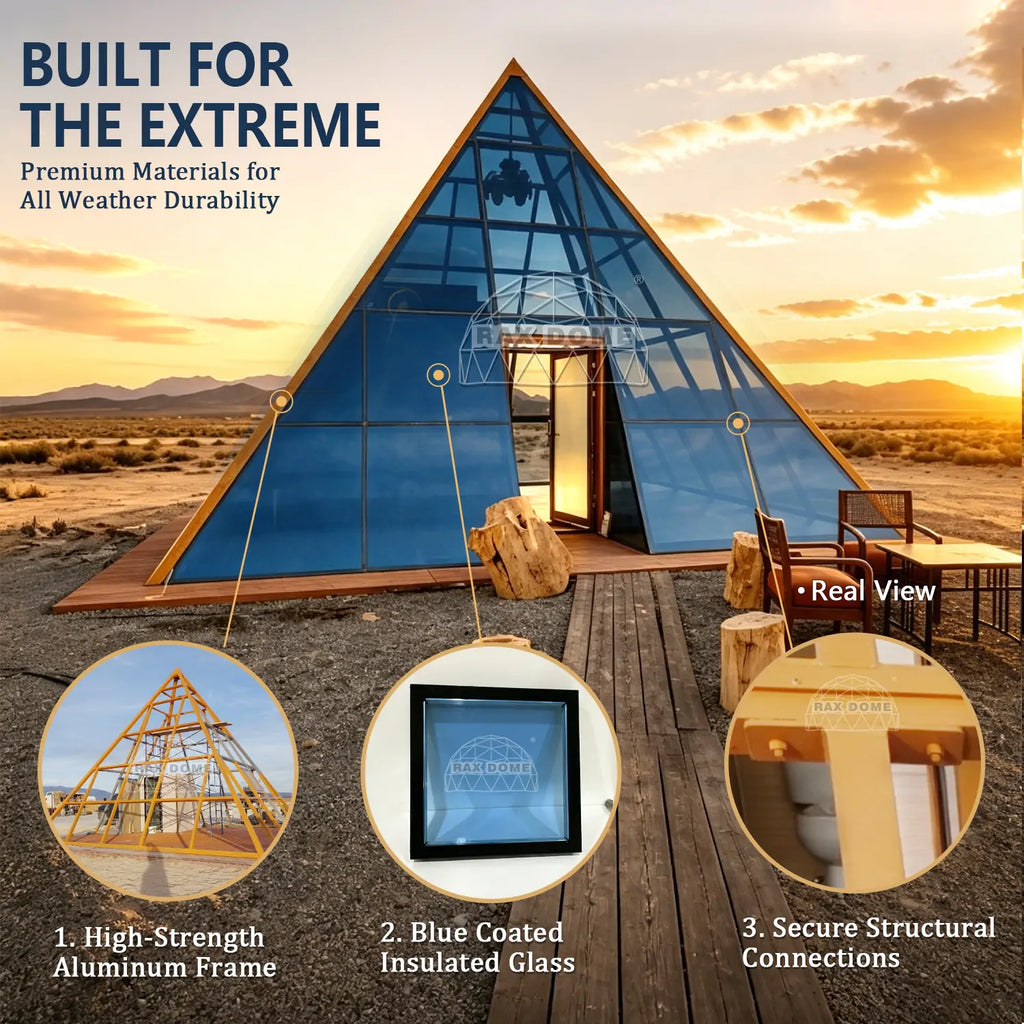 pyramid glass house for glamping