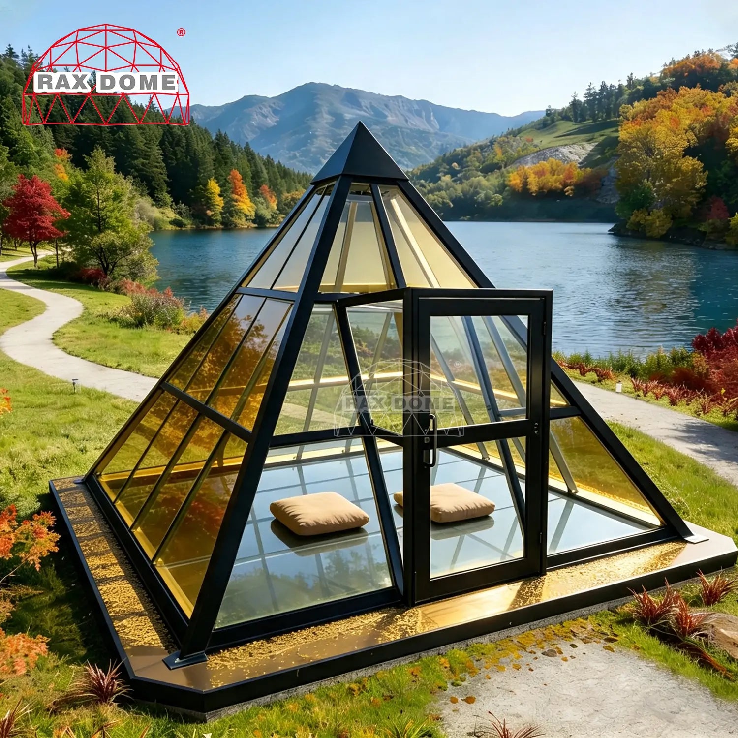 pyramid glass house for wellness