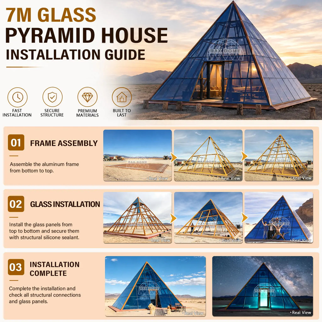 pyramid glass house installation
