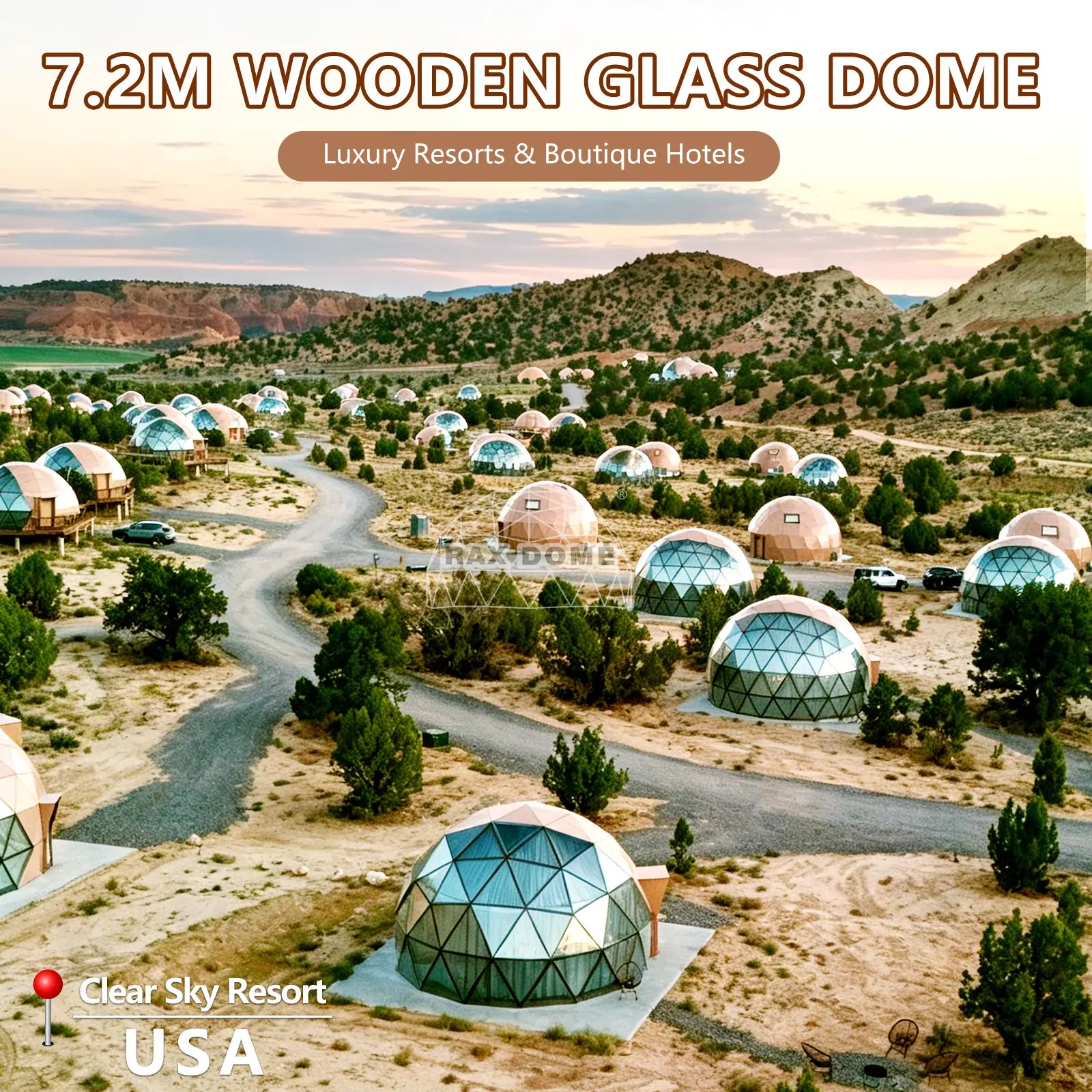 wooden glass dome in USA