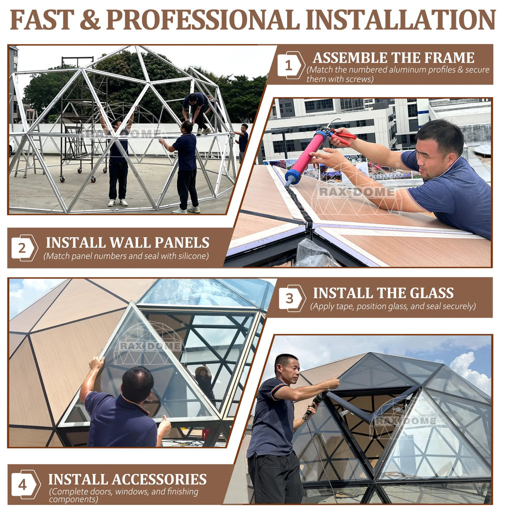 wooden glass dome installation